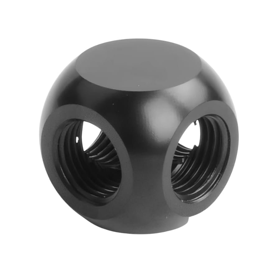 Image of Dracaena.io 2 Pack G1 /4 inch Thread, 4-Way Ball Fitting Extender or Connector for the Computer Water Cooling System, Durable Brass /Copper Material, Black