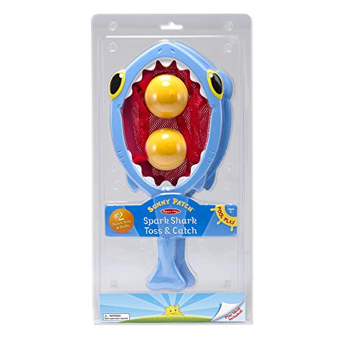 Melissa & Doug Sunny Patch Spark Shark Toss and Catch Net Pool Game With 2 Balls - Thumbnail 4