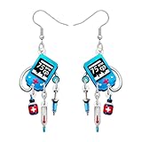 LONYOO Acryl Spaß Krankenschwestern Tag Krankenschwester Ohrringe Krankenpflege Graduierung Schmuck Anerkennung Geschenke für Frauen Krankenschwester Praktiker medizinische Assistentin (Blau)