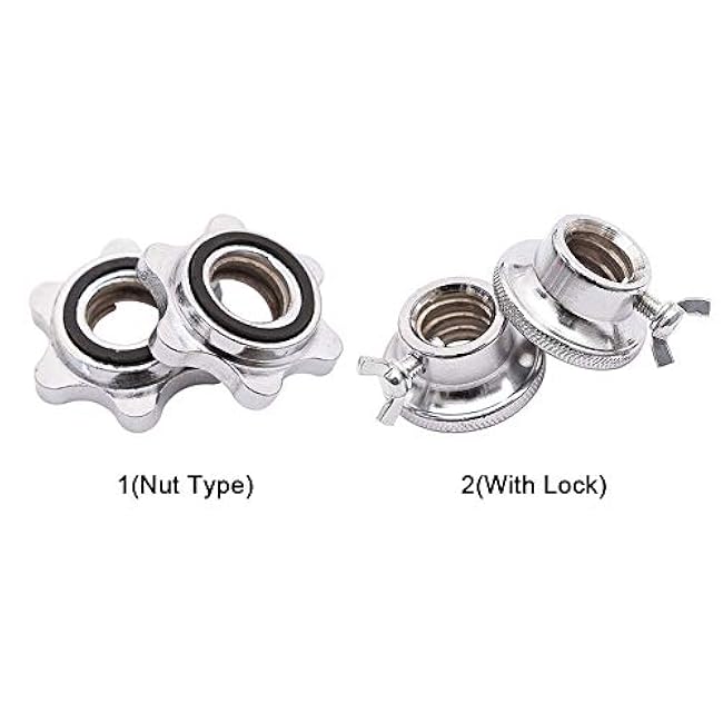 CALIDAKA 2pcs Standard Barbell Spin-Lock Collars Screw Clamps 0.91 Diameter Rubber Steel Anti-Slip Spin-Lock Collars for Dumbell Weight Lifting