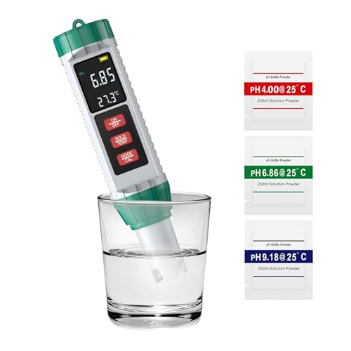 PH Metre Haute Précision (± 0.01), 5-en-1 PH/TDS/EC/Salinité/Thermomètre, Haute Précision Testeur pH Piscine avec Écran LED Rétroéclairé et Compensation de la Température pour l'eau Potable, Aquariums