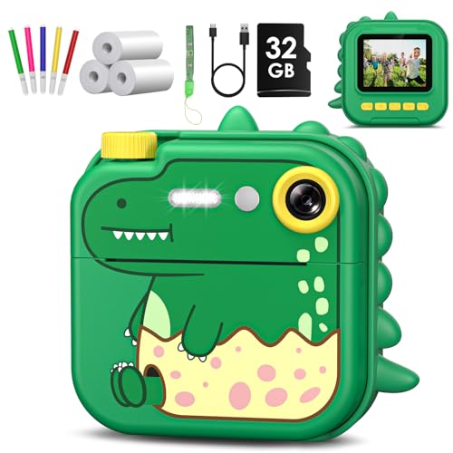 Gofunly Macchina Fotografica Bambini Istantanea, 2.4 Pollici Fotocamera Istantanea con 32GB Scheda, 12MP/1080P Fotocamera per Bambino, Regalo di Compleanno per Bambini dai 3-12 Anni