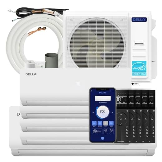 Della 45K BTU ODU Multi Zone AC 5 Zone (3 * 9K+12K+18K) Mini Split 19 SEER2 208-230V Cools Up to 2750 Sq.Ft, Works with Alexa and Wifi,Energy Efficient, Pre-Charged Heat Pump,16ft Kits
