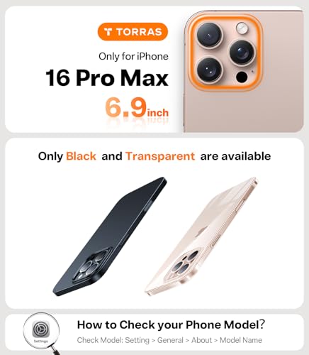 Image of TORRAS Slim Fit for iPhone 16 Pro Max Case Clear, Thin, Pocket Friendly