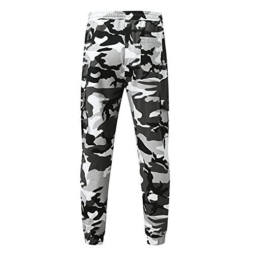 Mens Cargo Pants with Pockets Casual Camouflage Hiking Pants Stretch Drawstring Camo Work Pants Outdoor Trousers4