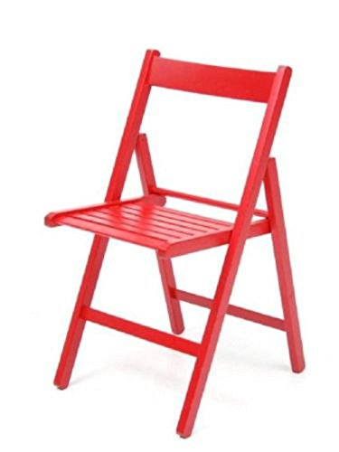 4 sedie pieghevole sedia birreria in legno verniciato VARI COLORI richiudibile per campeggio casa e giardino (ROSSA)