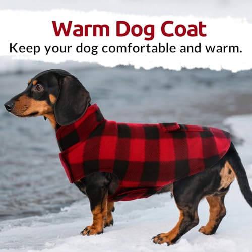 ASENKU Dog Winter Coat, Fleece Doggie Jacket Plaid Reversible Vest Waterproof Windproof Cold Weather Clothes for Small Medium Large Dogs(Red, M) - Thumbnail 5