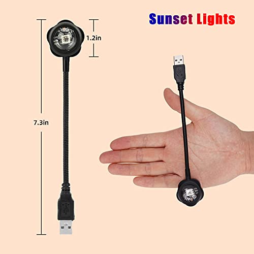 Sunset Lamp Projector Night Light, 7 Colors + 13 Functional Modes, 360 Degree Rotation Usb Night Light Romantic Visual Ambient Light Network Red Light For Home Bedroom Car Party Selfie Decor #TOP4