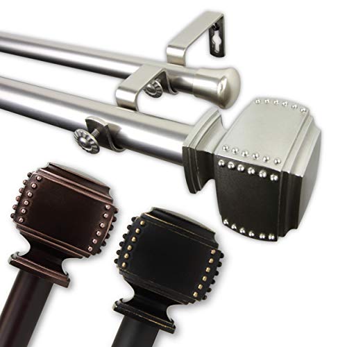 Rod Desyne 1" Bennett Double Curtain Rod, 120-170", Bronze #TOP4