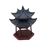 Dasbsug Figura de pabellón tradicional chino, estatua de peceras, decoración artesanal de resina para decoración de paisajes seguros bajo el agua, refugio, casa, peceras