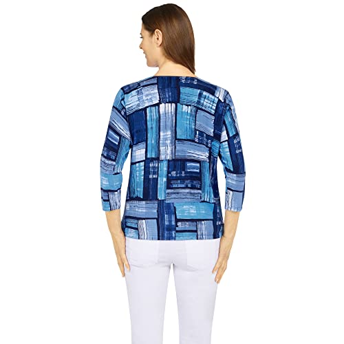 Alfred Dunner Women's Colorblock Print Sweater Size M Denim #TOP2