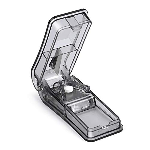 Opret Tablettenteiler für Große und Kleine Tabletten, Tablettenschneider mit Aufbewahrungsfach Schwarz