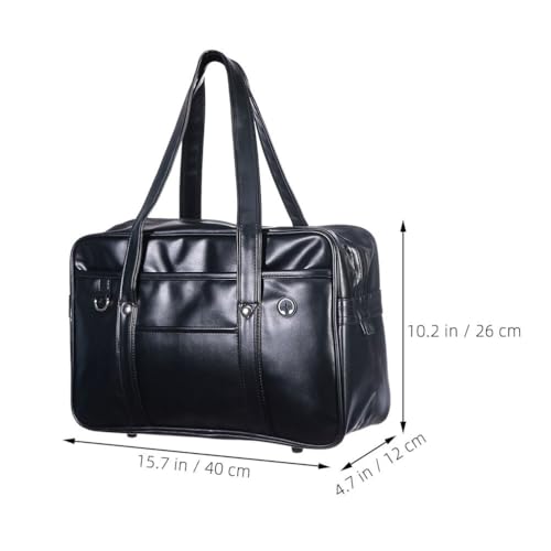 Mikikit Men's Leather Shoulder Bag: Handmade Leather Briefcases Men's Business Travel Briefcase Laptop Briefcase Computer Bag for Men and Women(Black)4