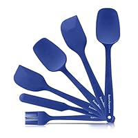 Spatola Silicone per Cucina e Impasti 6 Pezzi - Set Utensili Cucina Resistenti al Calore - Utensili da Cucina Antigraffio con Anima in Acciaio Certificati LFGB di Easyavant (Blu)