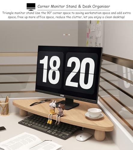 Support de moniteur d'angle en bois étagère triangulaire premium de bureau - 3