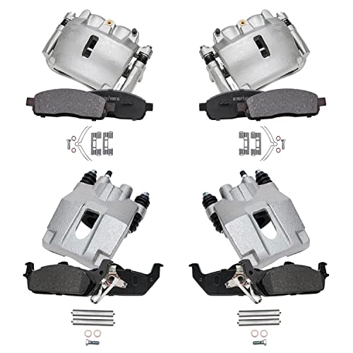Image of Detroit Axle - Brake Kit for Ford F-150 Lincoln Mark LT Ceramic Brake Pads | Brake Calipers 2005 2006 2007 2008 Front & Rear Replacement