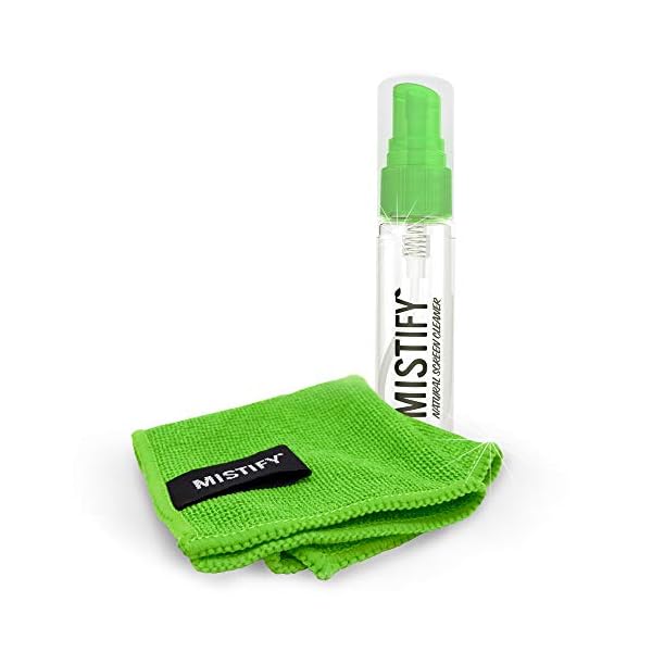 Mistify Natürlicher Bildschirmreiniger Set - 40ml Sprühflasche mit 1 Mikrofasertuch [Smartphones Tablets Laptops TVs Touchscreen Tastaturen Oleophoebic Smartwatch LED Plasma LCD TV 4K ]