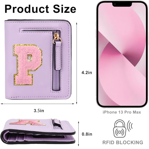 Image of Birthday Gifts for Teen Girl Kids Wallet Little Girl Wallets | Small Initial Kid Wallet for Girl Rfid Wallet Preppy Stuff Gifts for Girls 8-12 Purple P