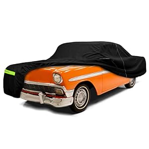Waterproof Car Cover Compatible with Chevrolet Bel Air / 150/210 1950-1957 Sedan/Coupe/Hardtop 210T All Weather Classic Car Covers with Zipper Door for Snow Rain Protection