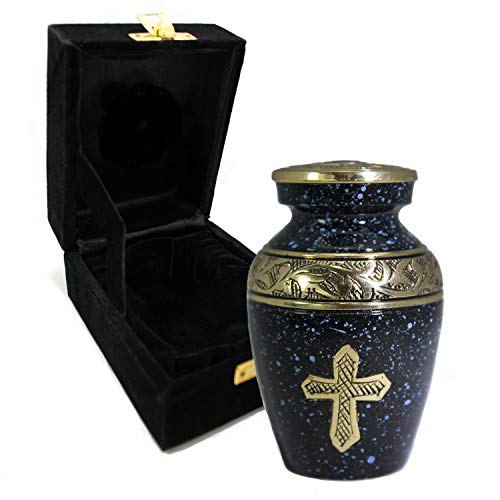 Image of Black Cross Cremation Urn for Ashes Adult Male - Personalized Cremation Urns for Human Ashes Adult Man Decorative Urns - Beautifully Handcrafted Cross Urn