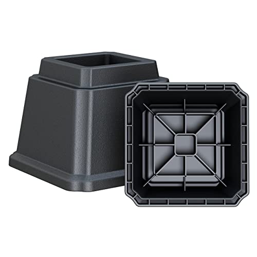 Ahasolid Bed Risers 6 Inch Heavy Duty, Furniture Risers For Bed Frame, Couch, Desk, Chair, Adjustable Elevator In Heights 2", 4" Or 6", Lifts Up To 1,500 Lb, Set Of 4, Black #TOP1