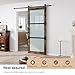 Fredbeck 36x84 Frosted Glass Barn Doors Aluminum Frame and 6.6ft Hardware Kit Included, Waterproof PVC Coating,Pre-Drilled Ready to Assemble，Brown, 3-Panels，Modern Interior Sliding Doors with Glass