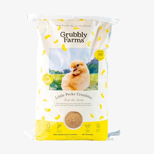 Grubbly Farms Little Pecks Starter Grower Feed 19% Protein Chick Feed for Chicks Ducklings and Poults 020 Weeks Made with Black Soldier Fly Grubs No Soy Corn or Fish 30 lb Bag