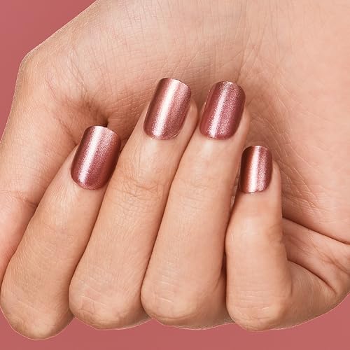KISS imPRESS Color Press-On Manicure, Gel Nail Kit, PureFit Technology, Short Length, “Peanut Pink”, Polish-Free Solid Color Mani, Includes Prep Pad, Mini File, Cuticle Stick, and 30 Fake Nails