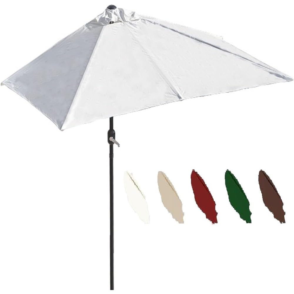 Ombrellone da Patio 2m 2.5m con Meccanismo A Manovella, Parasole da Muro A metà Rettangolo per Esterni, Giardino, 5 Stecche Robuste, Protezione UV(off-White,2.5x1.3m/8x4ft)