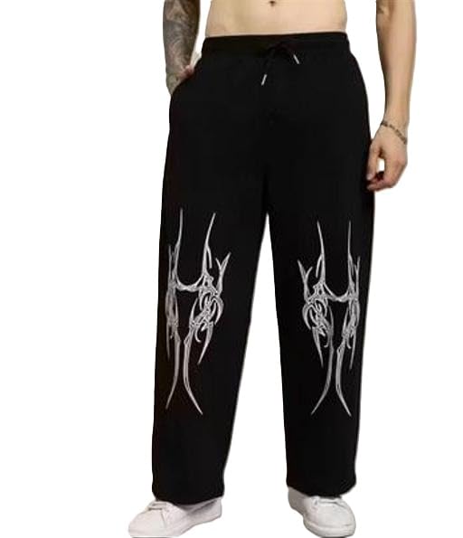 madagala Men Baggy Joggers Relaxed Fit Cotton Blend Fabric Printed Design Elastic Waist Comfortable Gym Running Casual Street Bottoms-picture-45