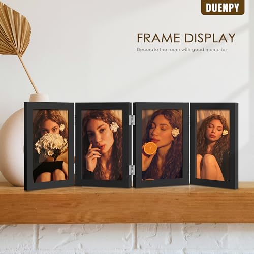 Image of DUENPY 4 Folding 4x6 Accordion Wood Frame Plexiglass Black