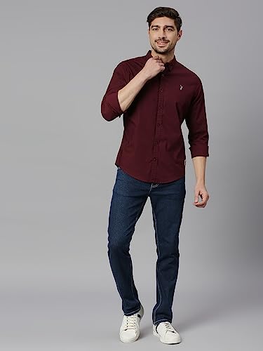 Image of Thomas Scott Men's Cricket Club Collection Classic Regular Fit Twill Shirt | 100% Cotton Long Sleeve Solid Shirt with Button Down Collar (Available in Plus Size)