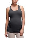 CRZ YOGA Butterluxe Mujer Racerback Maternidad Tanque Cima Fruncido Preñez Acolchado Yoga Arriba Misterioso Gris 38