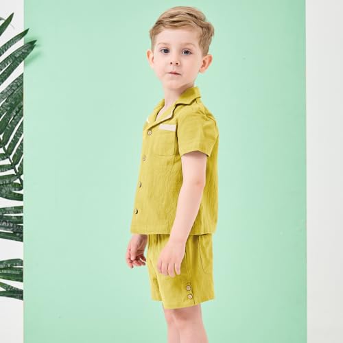 Volunboy Baby Boy Summer Clothes Cotton Linen Shorts Set Short Sleeve Button Down T-shirt Family Beach Outfits2