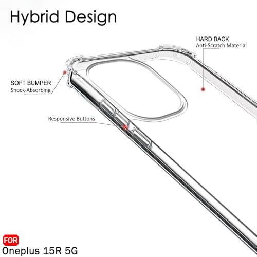 Image of TheGiftKart Crystal Clear Back Cover Case for OnePlus 15R 5G | Shock Proof 360 Protection | Hard Clear Back Cover Case for OnePlus 15R 5G (PC & TPU, Transparent Bumper)