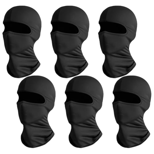 FSSTUD 6 Stück Vollgesichtsmasken für Motorrad, Radfahren, Sturmhaube, UV-Gesichtsschutz, Masken, leicht, atmungsaktiv, Gesichtsabdeckung für Helm, Schwarz, Schwarz , average size