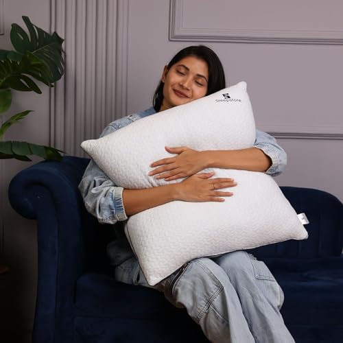 Image of SleepStore Fibrom Cushion Pillow for Relaxing, Pack of 2, 12x18 Inch | Medium Firm Support | Versatile Pillow for Back, Side & Sofa Use | Soft Fiber Foam Comfort