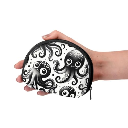 Portable Coin Purse Cute-Cartoon-Inkfish Mini Zippered Money Pouch Card Holder3