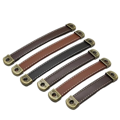 Poignées de tiroir de garde-robe en cuir marron 128mm pour meuble - 2