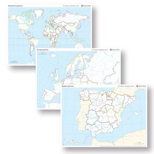 Vicens Vives - Pack 20 Mapas mudos con actividades y Atlas Júnior Geográfico de España y del Mundo