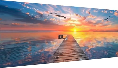 Peinture Diamant Bricolage Océan 40x80cm contre le stress, artisanat complet pour adulte