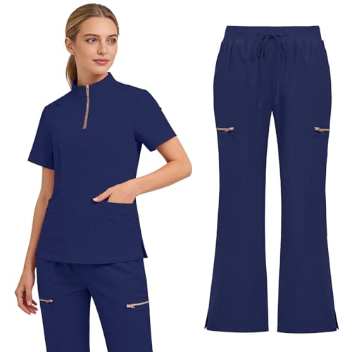 Gargey Scrubs for Women - Zip Front Top & Flare Pant Stretch Nursing Women’s Scrubs Set Medical Uniform - image 1