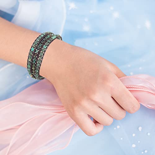 Ayriwoyi Turquoise Wrap Bracelet Beaded Wrap Bracelet For Women Green Wrap Bracelets For Women Adjustable Women's Boho Wrap Bracelet 3 Wraps Handmaded Gift #TOP1