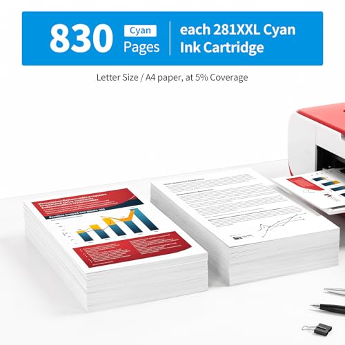 Image of LinkDocs 281XXL Cyan Ink Cartridges Compatible Replacement for Canon 281 CLI-281 XXL Cyan TR8620a Ink Cartridges Work with TR8620 TS7520 TS9520 TS9521C TR8520 TS6220 (3-Packs)