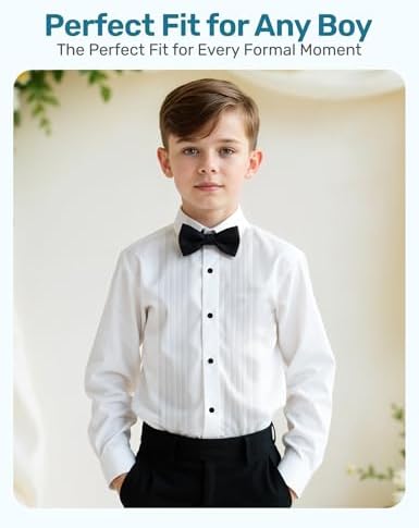 S.H. Churchill & Co. Boy's White Tuxedo Shirt with Bow Tie and