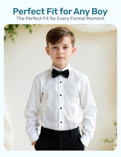 S.H. Churchill & Co. Boy's White Tuxedo Shirt with Bow Tie and Studs, 62