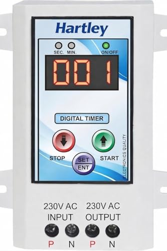 Image of Hartley Digital Cyclic Timer Switch Adjustable ON /Off Delay (Seconds /Minutes) for Fogger,Hydrophonics and Irrigation & Other cyclic (230V), Auto Stop Application Up to 1Hp /15A