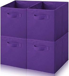 Amazing Tour 4 PCS Cube Storage Boxes 33x38x33 Foldable Fabric with Handles Collapsible for Home Office Nursery Organiser - Clothes Basket Containers, Gray
