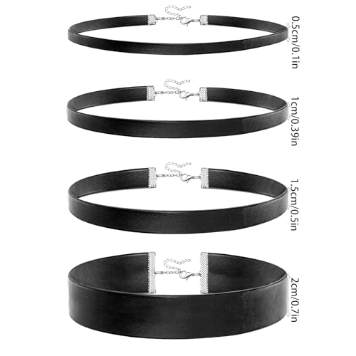Palotay Black Leather Chokers For Women Gothic Choker Collars Adjustable Black Choker Necklace 0.1In/0.3In/0.5In Width Choker Necklaces Collar Gifts-3Pcs Black Leather thumb #1