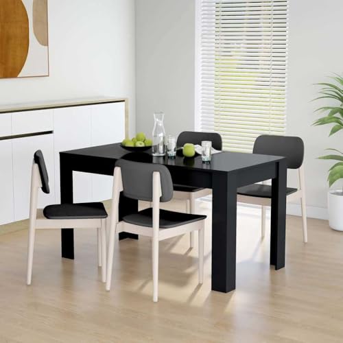 homiuse Mesa de Comedor de Madera contrachapada Negro 140x74,5x76 cm Muebles Comedor Mesas Altas De Cocina Mesas Comedor Modernas Mesas De Salon Mesas Comedor Salon Mesa Salon Comedor